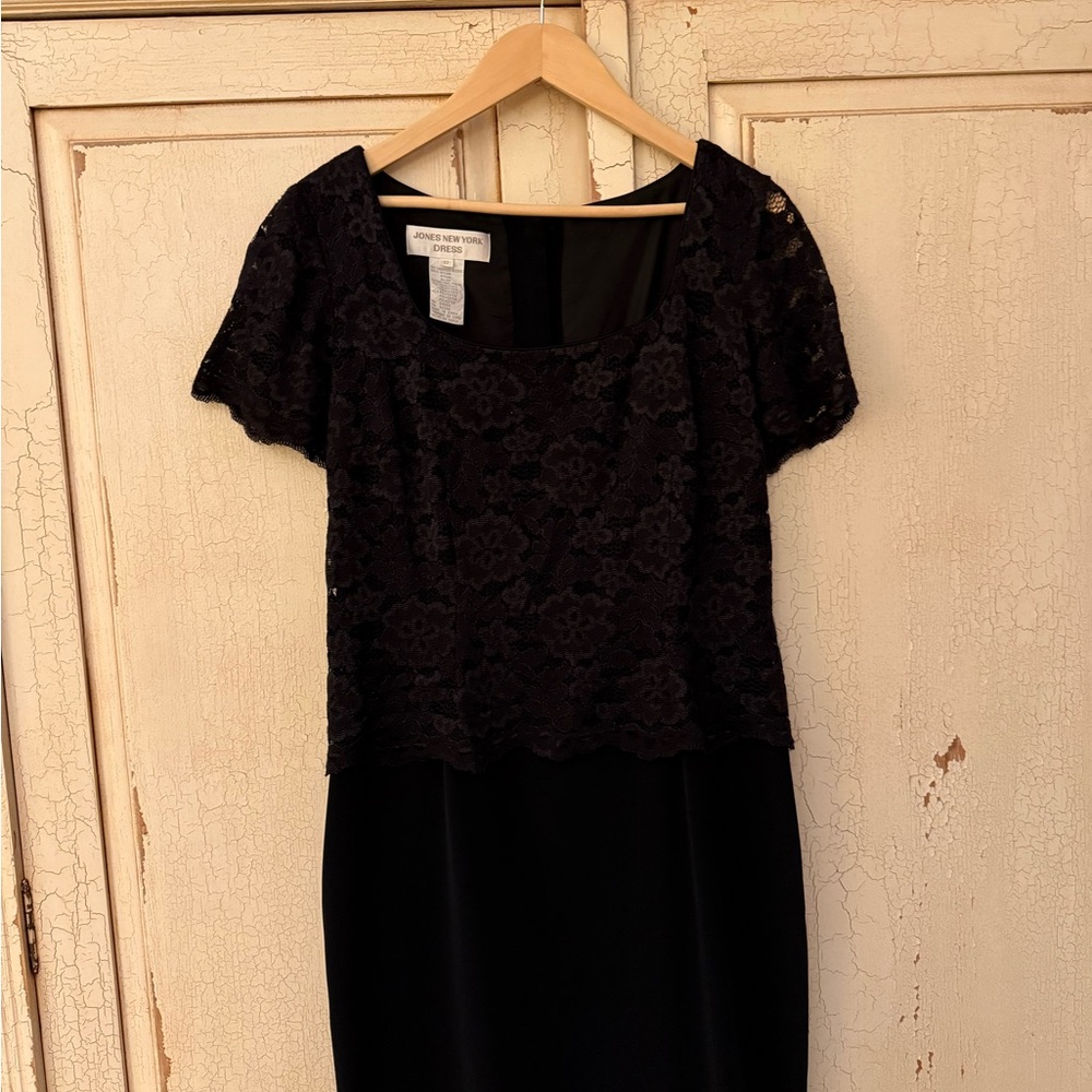 Jones New York Black Lace Midi Dress